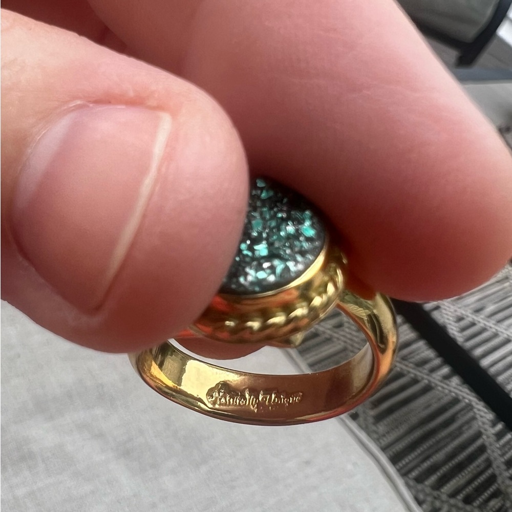 Gold And Green Statement Ring - image 4